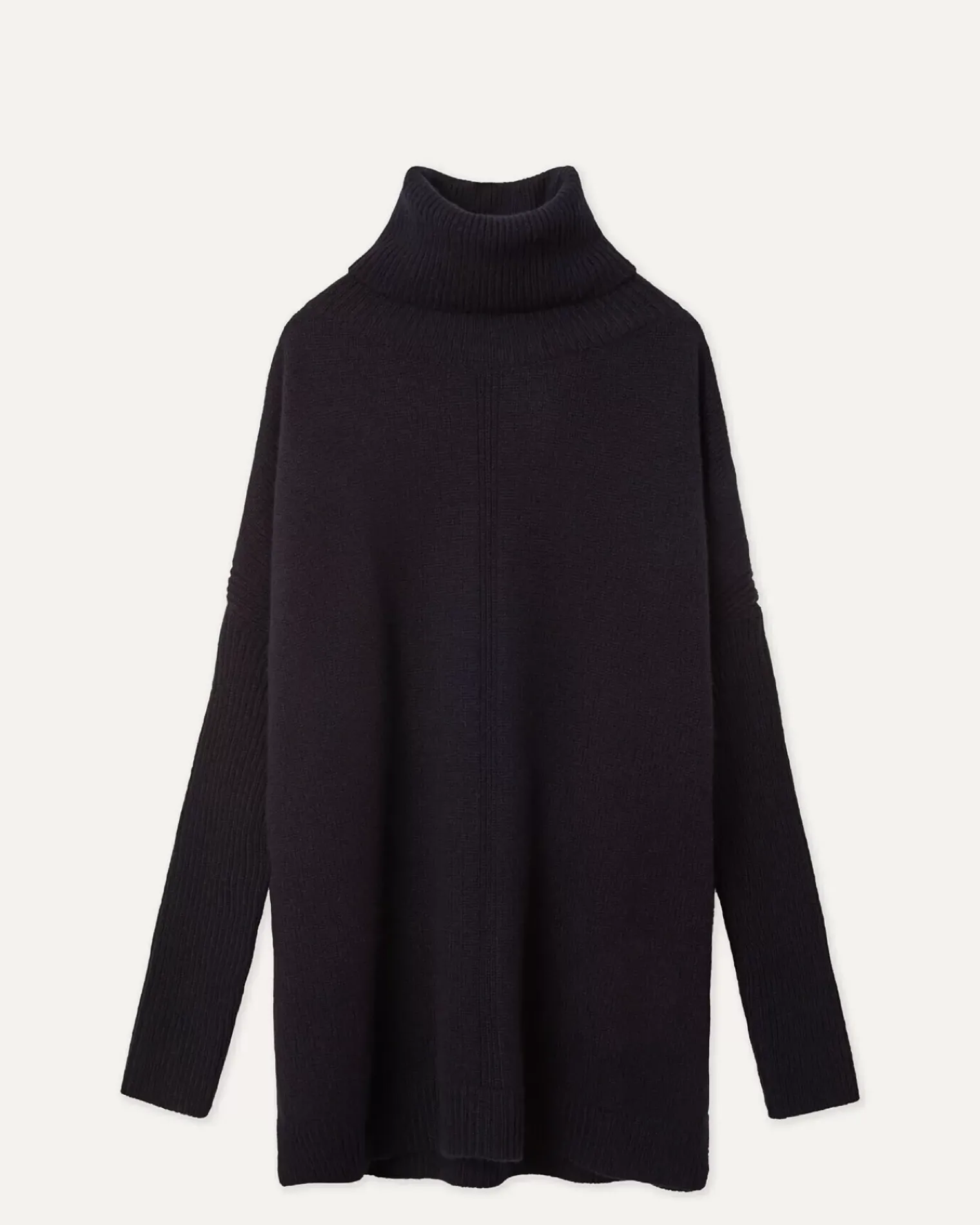 Kujten Capes & Ponchos>Lined Turtleneck Woman Cashmere Tunic Bleu Marine Fonce