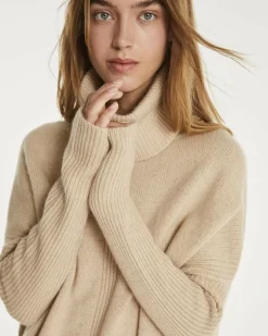 Kujten Capes & Ponchos>Lined Turtleneck Woman Cashmere Tunic, 6-Threads Organique