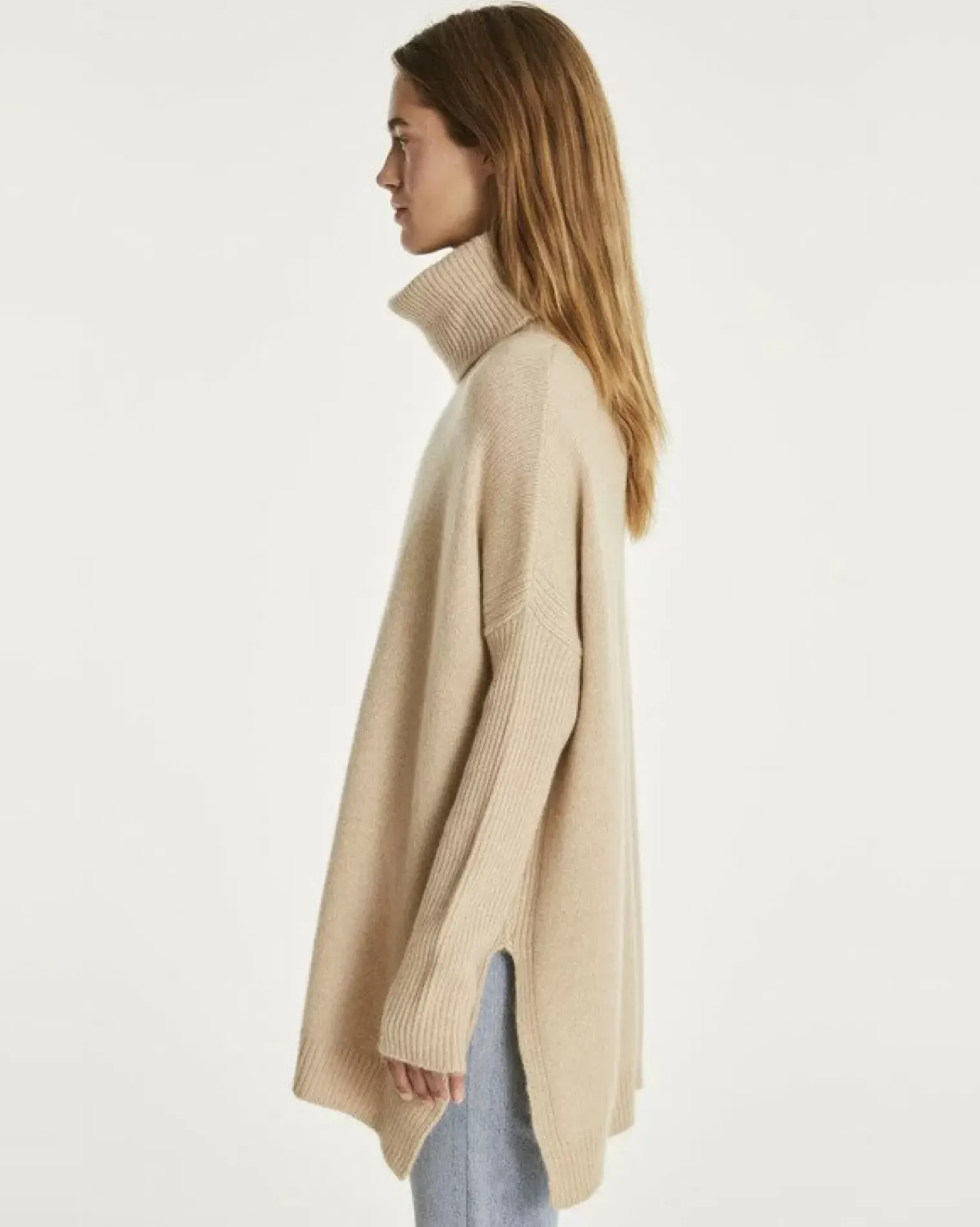 Kujten Capes & Ponchos>Lined Turtleneck Woman Cashmere Tunic, 6-Threads Organique