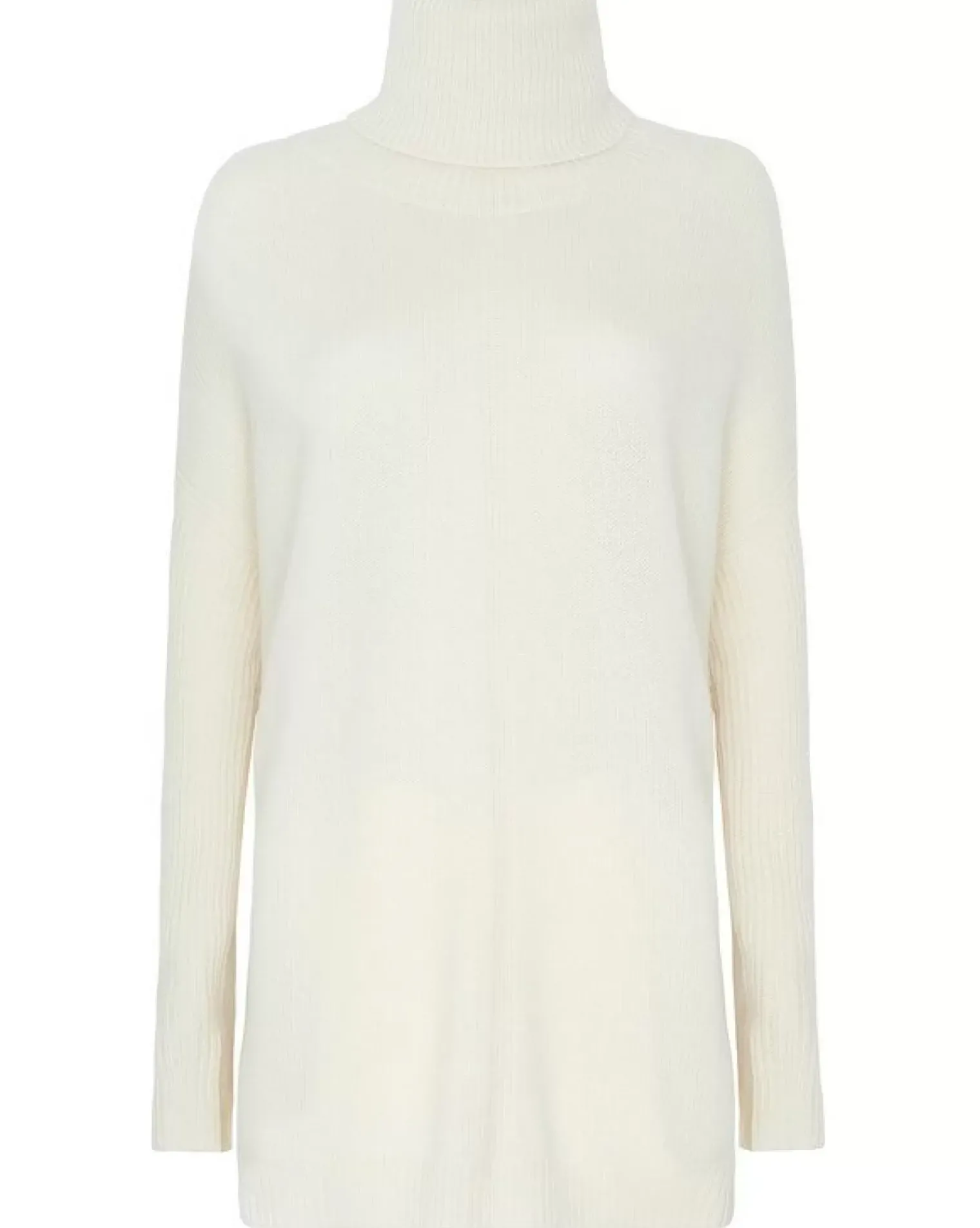 Kujten Capes & Ponchos>Lined Turtleneck Woman Cashmere Tunic, 6-Threads Blanc