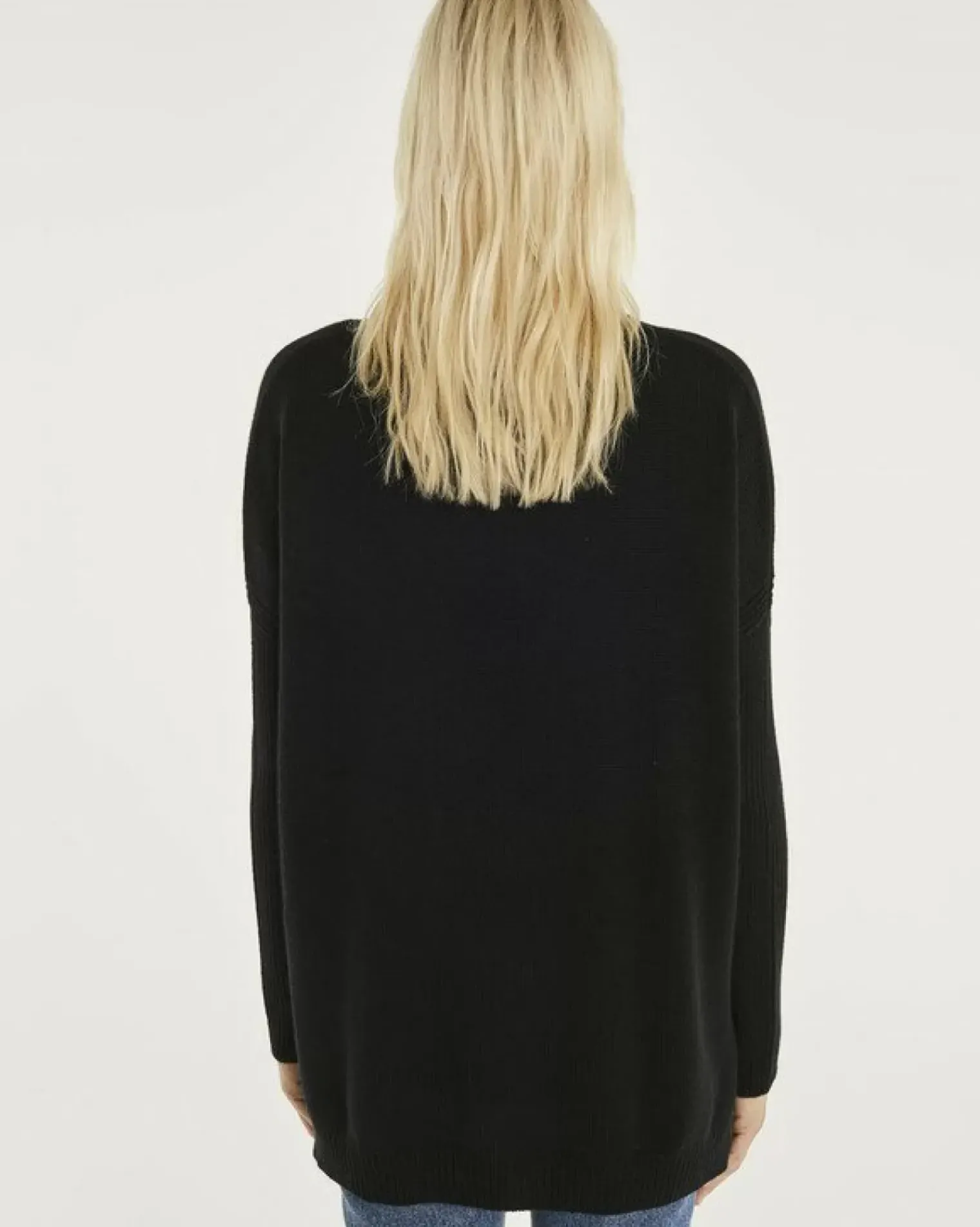 Kujten Capes & Ponchos>Lined Turtleneck Woman Cashmere Tunic Noir