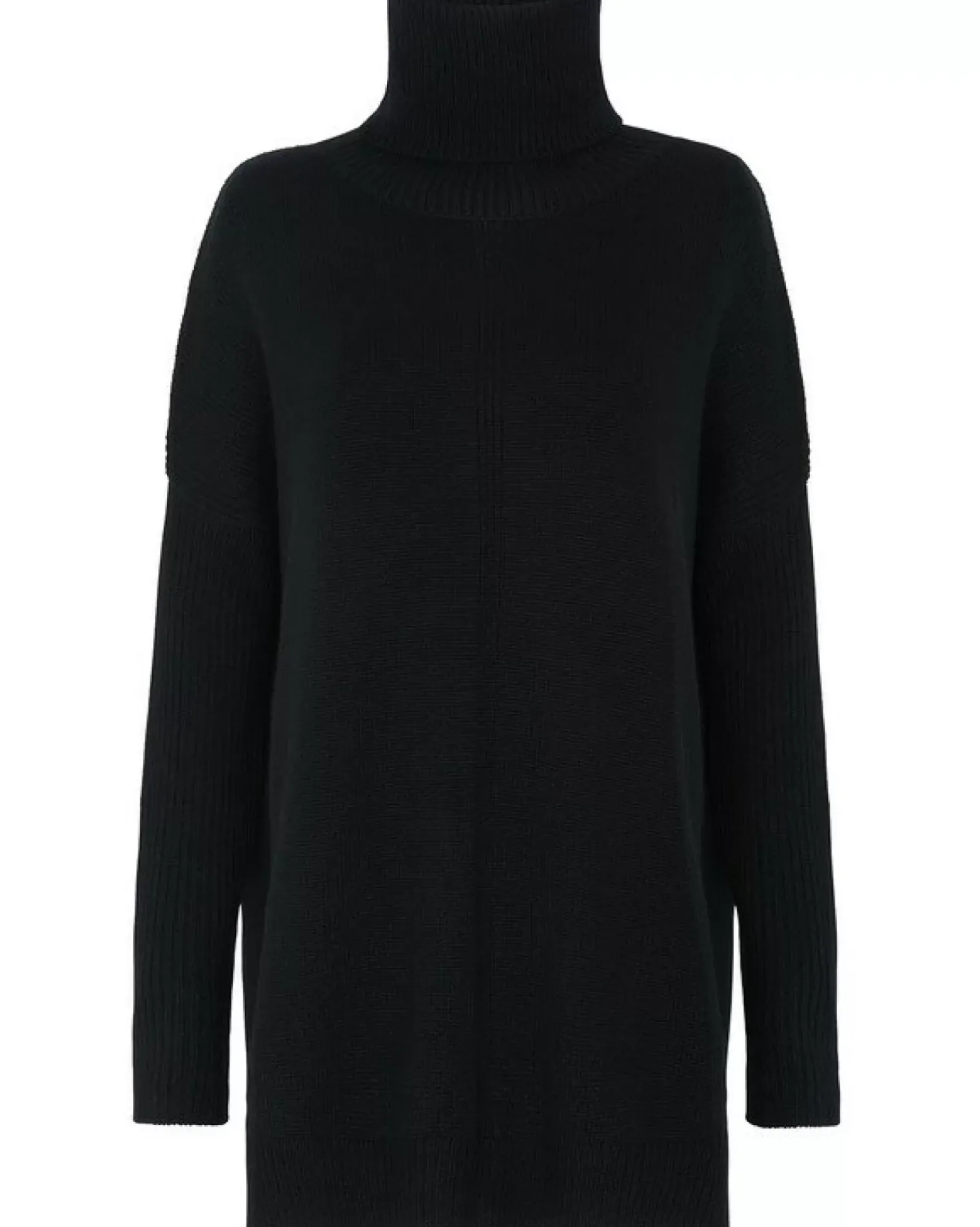 Kujten Capes & Ponchos>Lined Turtleneck Woman Cashmere Tunic Noir