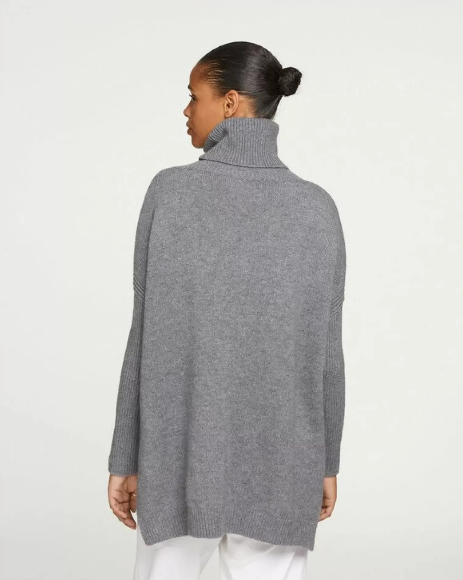 Kujten Sweaters & Sweatshirts>Lined Turtleneck Women Cashmere Tunic Gris Flanelle