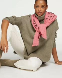 Kujten Sweaters & Sweatshirts>Lined Turtleneck Women Cashmere Tunic, 6-Threads Kaki Chine