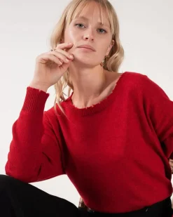 Kujten Sweaters & Sweatshirts>Liquette Round Neck Cashmere Sweater Rouge Brique