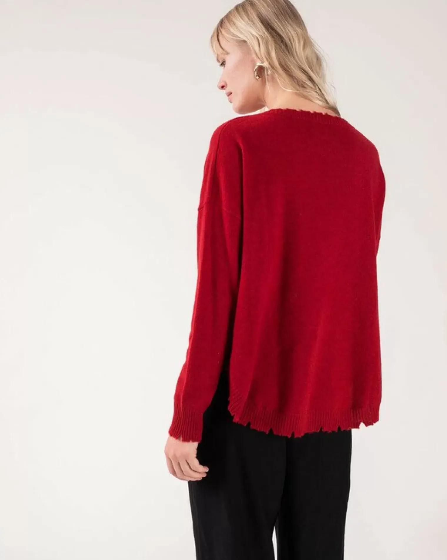 Kujten Sweaters & Sweatshirts>Liquette Round Neck Cashmere Sweater Rouge Brique