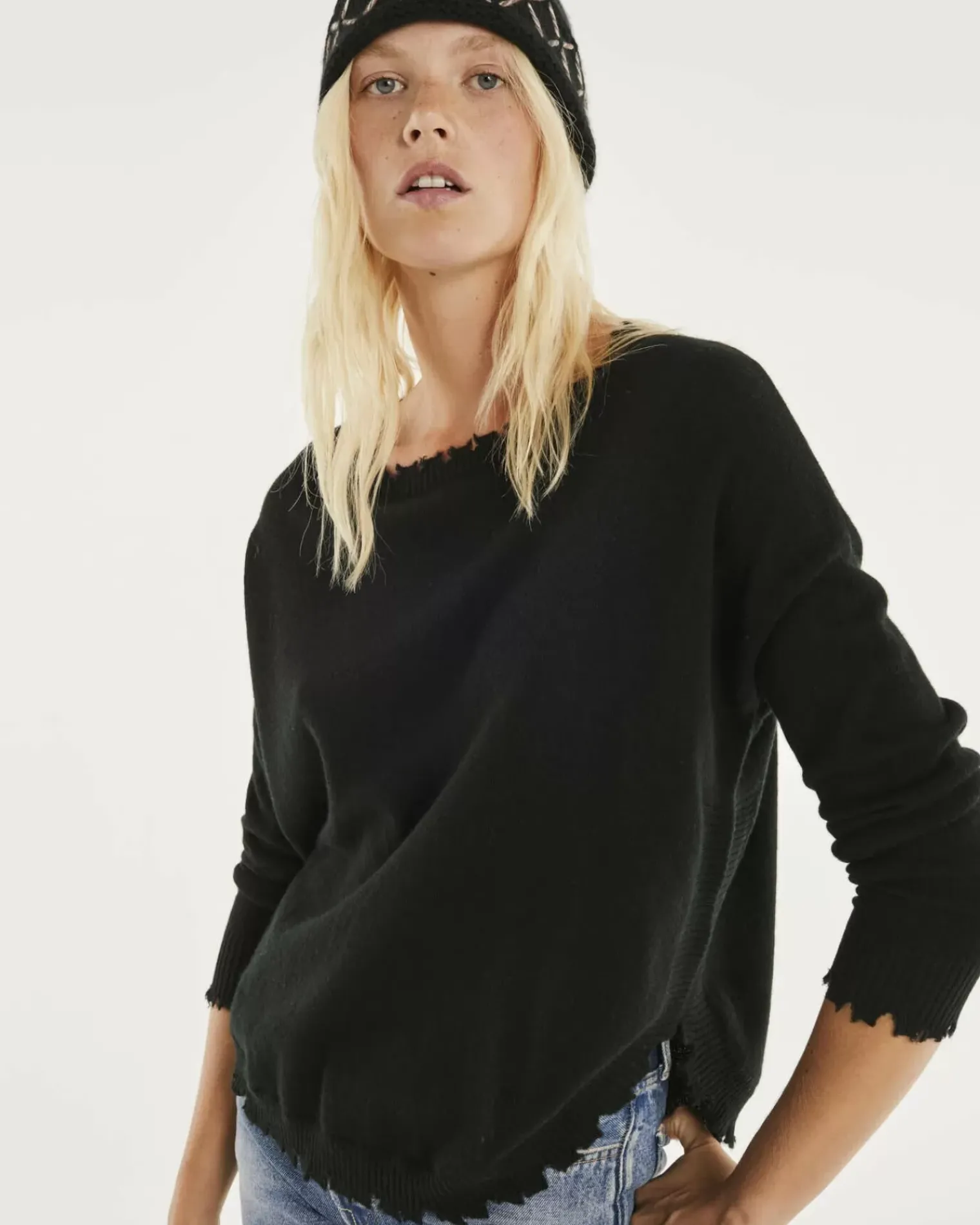 Kujten Sweaters & Sweatshirts>Liquette Round Neck Cashmere Sweater Noir