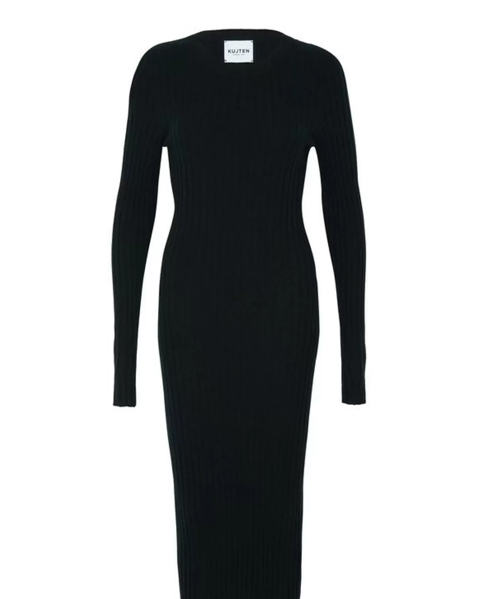 Kujten Dresses & Skirts>Long Cashmere Round Neck Dress Noir