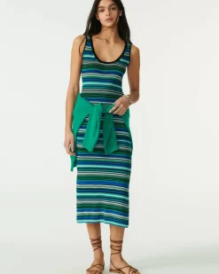 Kujten Dresses & Skirts>Long Silk-Cashmere Tank Dress Vert Jade