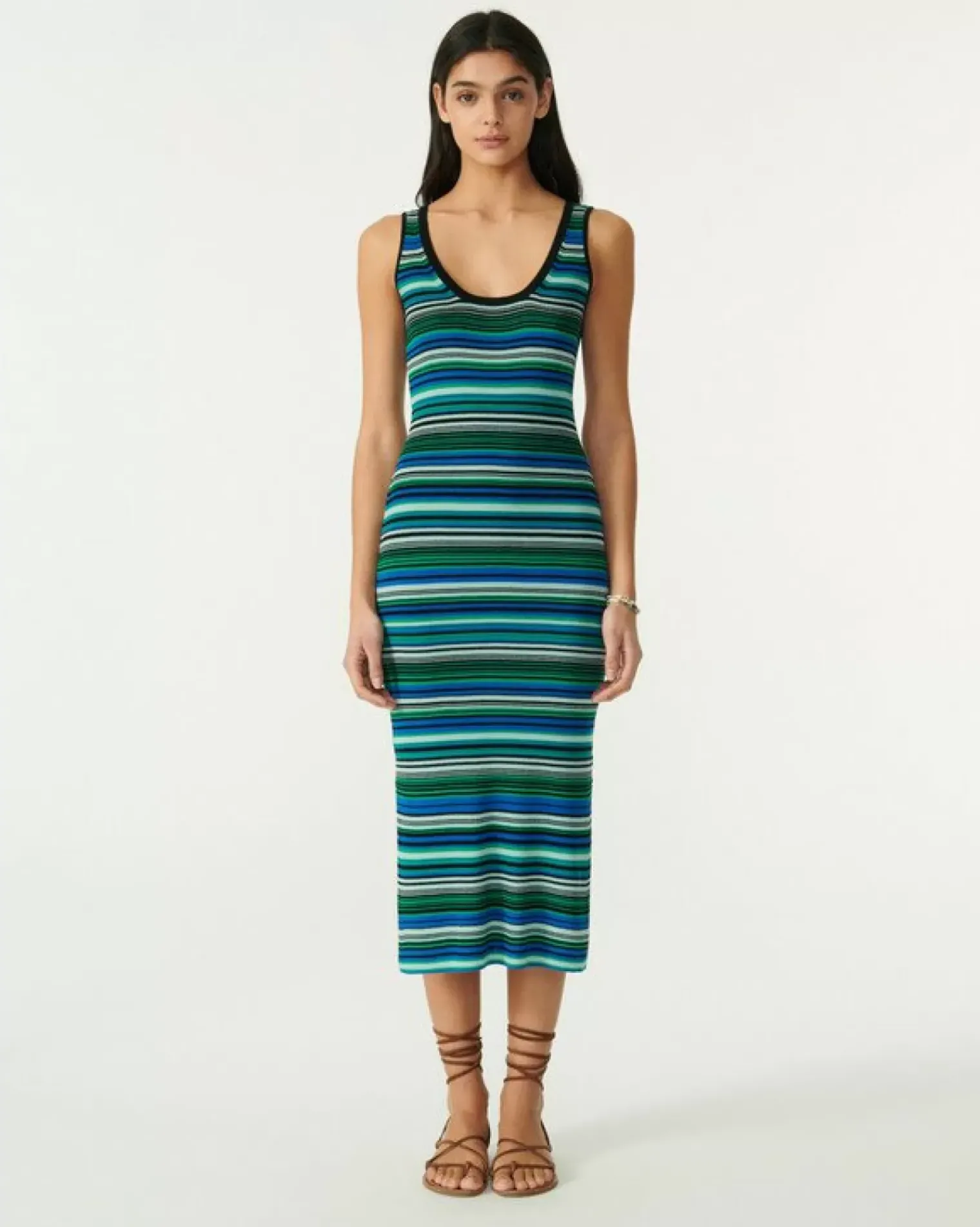 Kujten Dresses & Skirts>Long Silk-Cashmere Tank Dress Vert Jade