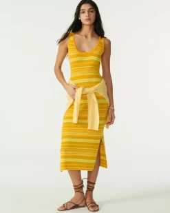Kujten Dresses & Skirts>Long Silk-Cashmere Tank Dress Marigold