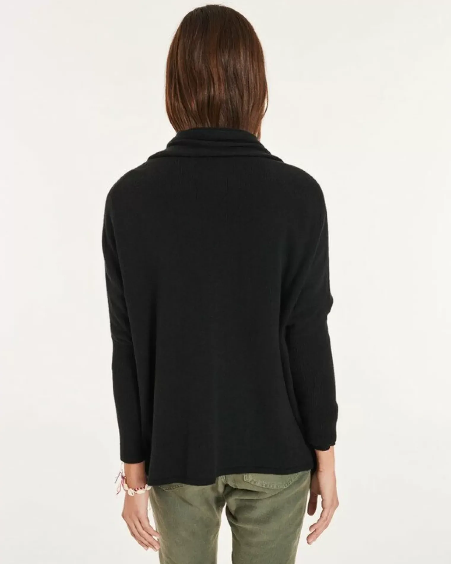 Kujten Jackets & Vests>Long Sleeve Chale Collar Jacket Noir
