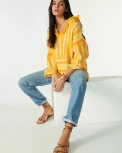 Kujten Hoodies>Long Sleeve Oversize Cashmere Hoodie Marigold