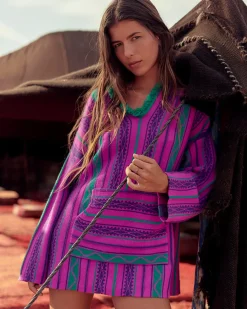 Kujten Hoodies>Long Sleeve Oversize Cashmere Hoodie Violet Fluo