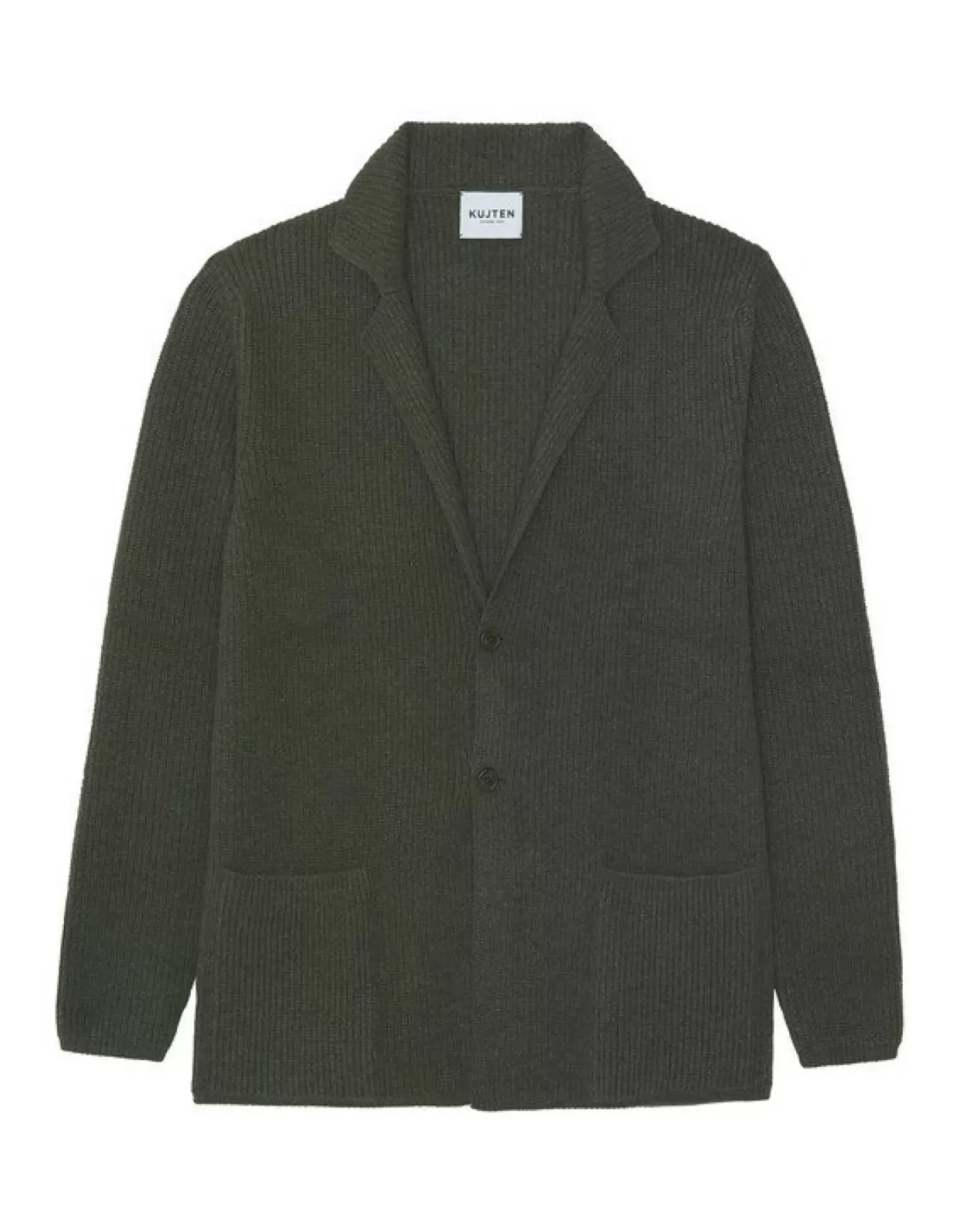 Kujten Jackets & Vests>Long Sleeves Blazer Cashmere Cardigan, 4-Threads Kaki Fonce