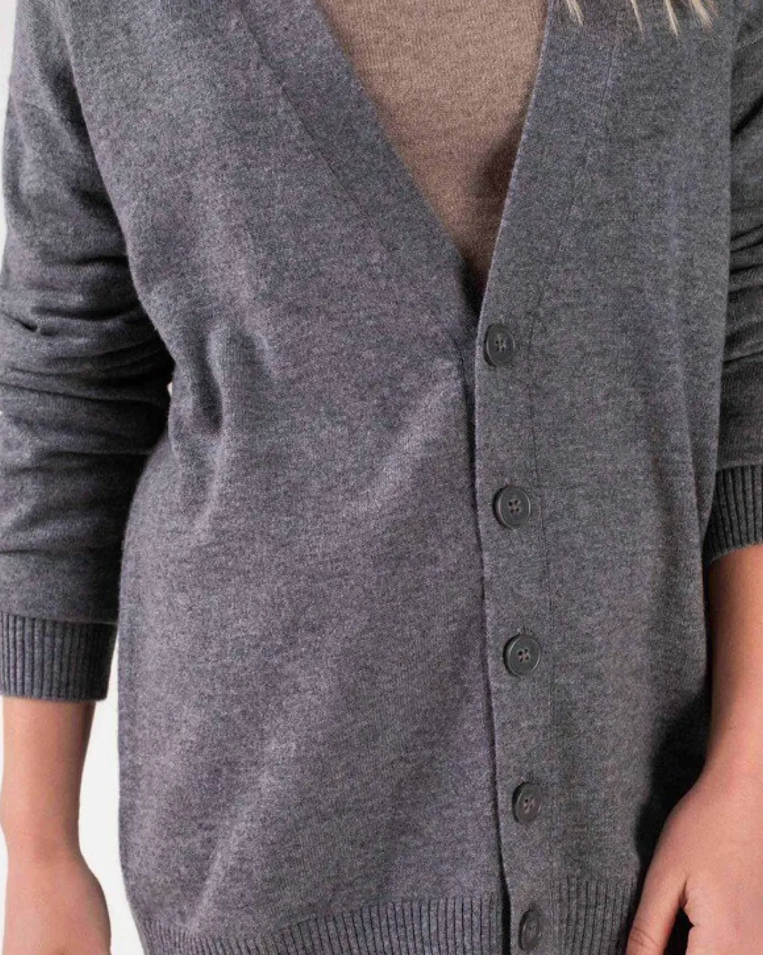 Kujten Jackets & Vests>Long Sleeves Cashmere Cardigan Gris Flanelle