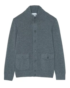 Kujten Jackets & Vests>Long Sleeves Cashmere Cardigan Gris Flanelle