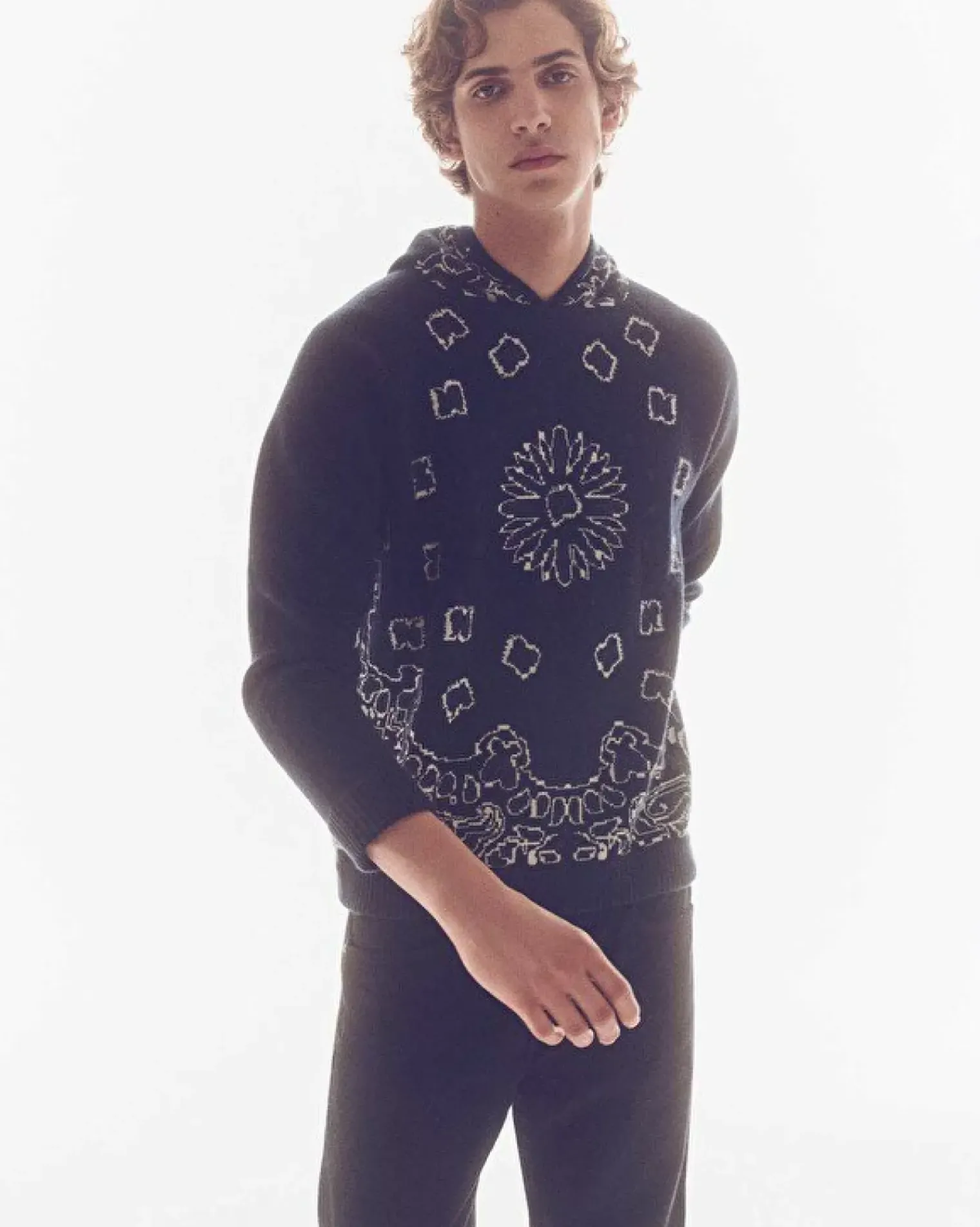 Kujten Hoodies>Long Sleeves Cashmere Hoodie, 4-Threads Bleu Marine Fonce