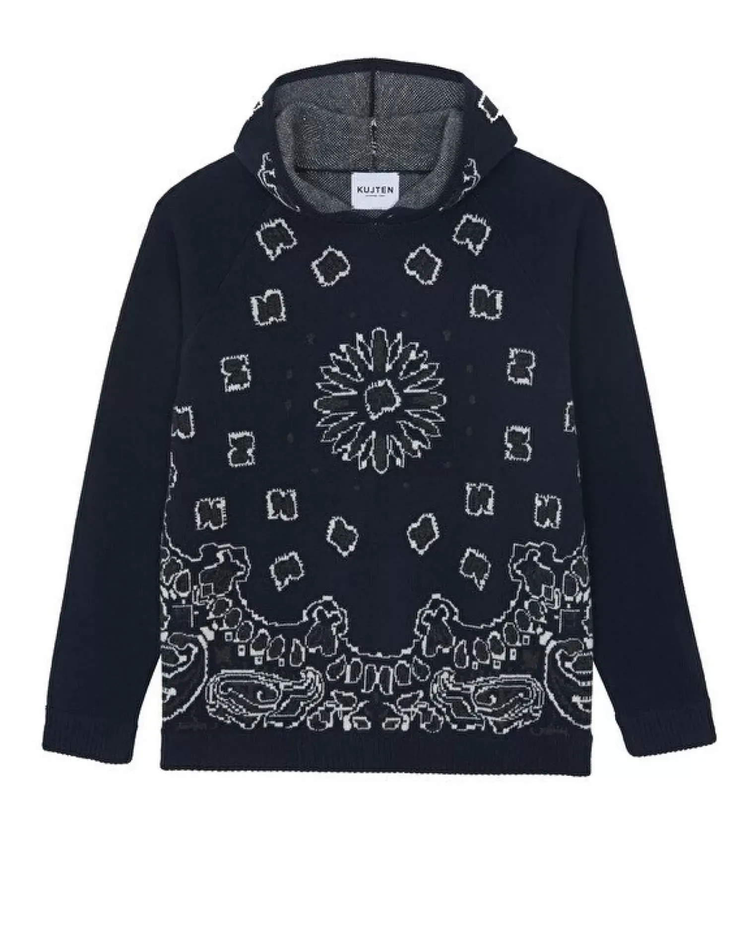 Kujten Hoodies>Long Sleeves Cashmere Hoodie, 4-Threads Bleu Marine Fonce