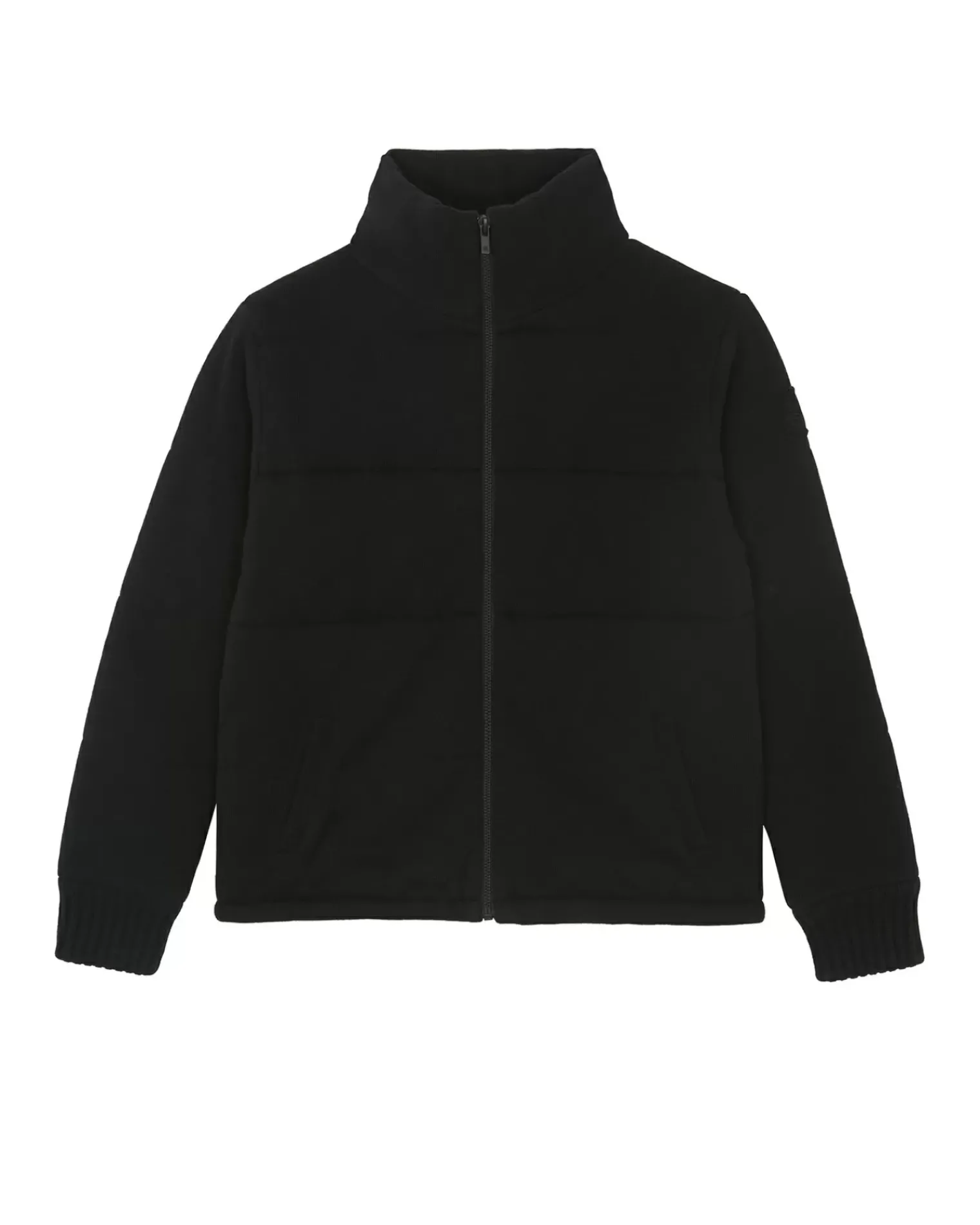 Kujten Coats>Long Sleeves Cashmere Puffer Jacket, 2-Threads Noir
