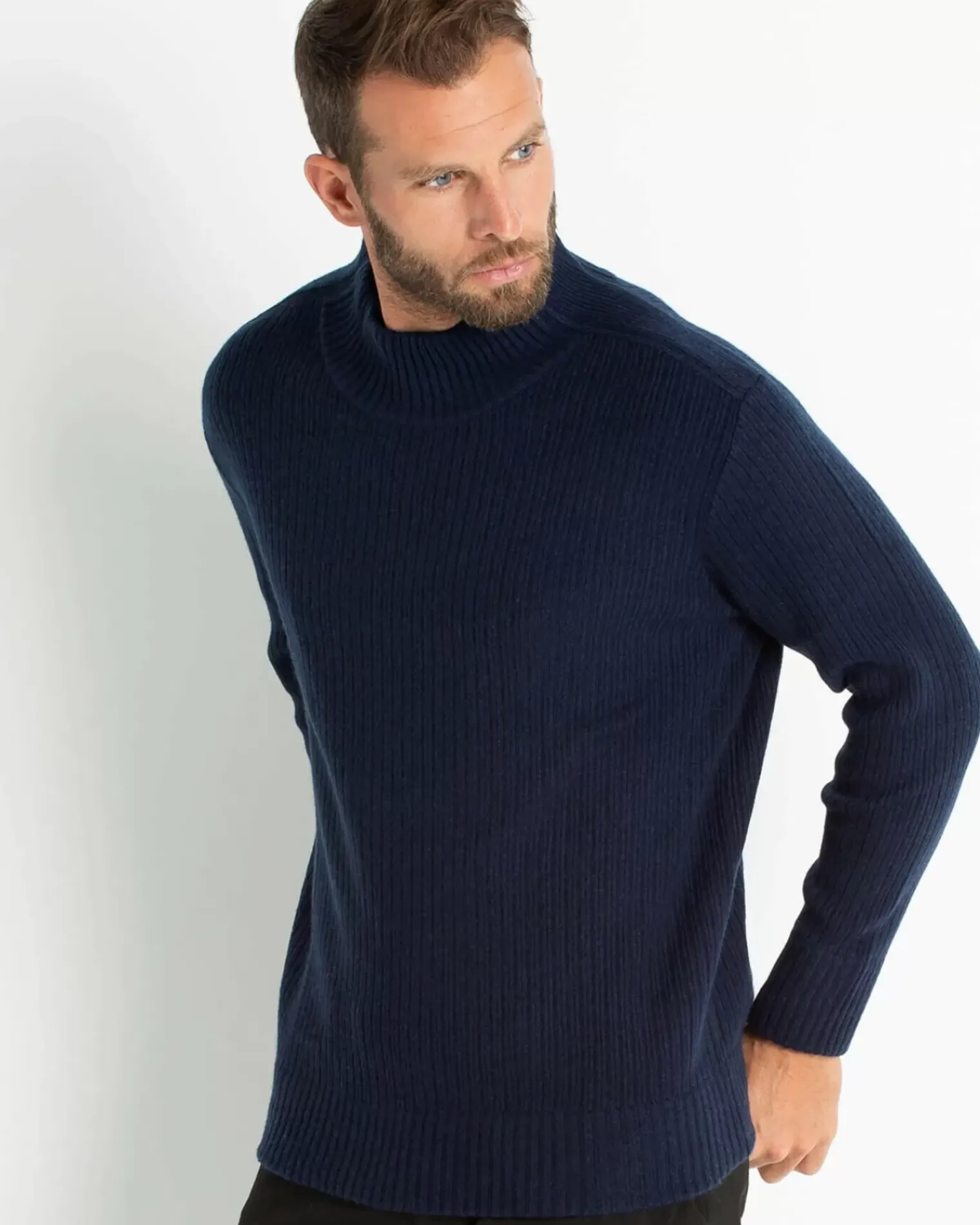 Kujten Sweaters & Sweatshirts>Long Sleeves Cashmere Sweater Bleu Marine Fonce