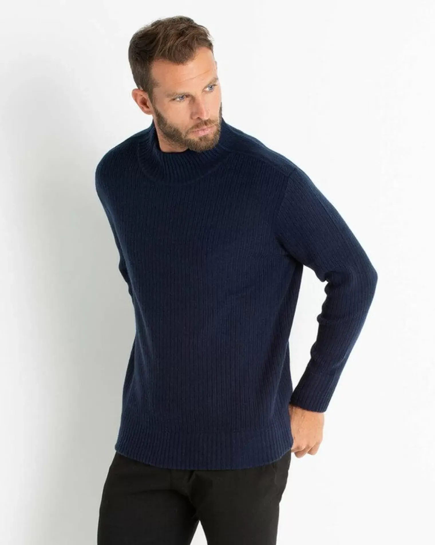 Kujten Sweaters & Sweatshirts>Long Sleeves Cashmere Sweater Bleu Marine Fonce