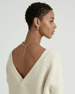 Kujten Sweaters & Sweatshirts>Long Sleeves V-Neck Cashmere Sweater Blanc
