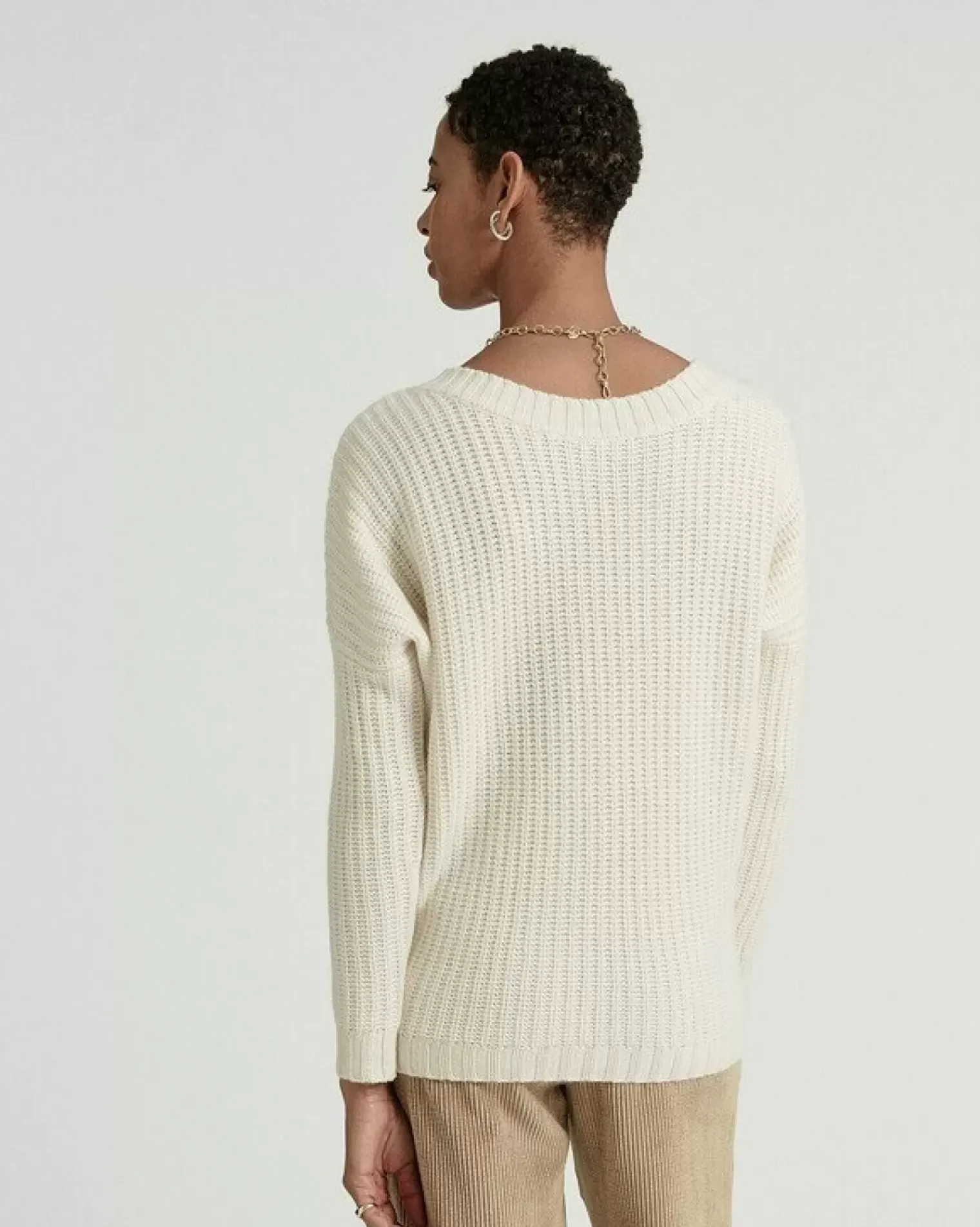 Kujten Sweaters & Sweatshirts>Long Sleeves V-Neck Cashmere Sweater Blanc