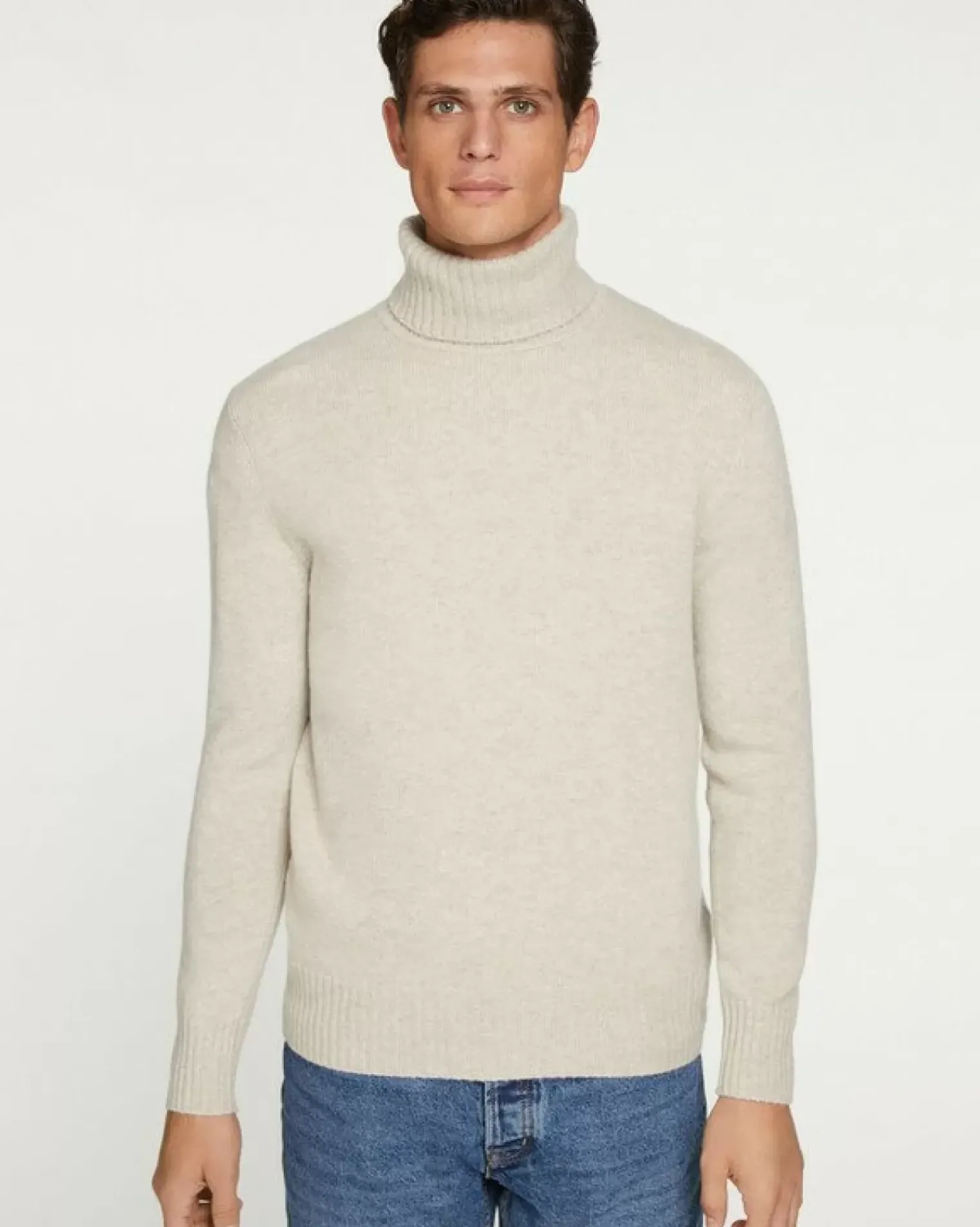 Kujten Sweaters & Sweatshirts>Long-Sleeved Turtleneck Cashmere Sweater, 4-Threads Avoine