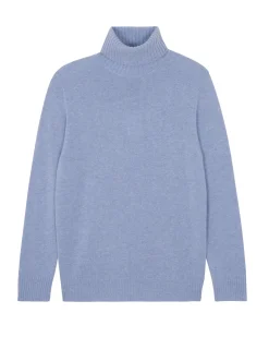 Kujten Sweaters & Sweatshirts>Long-Sleeved Turtleneck Cashmere Sweater, 4-Threads Bleu Jeans