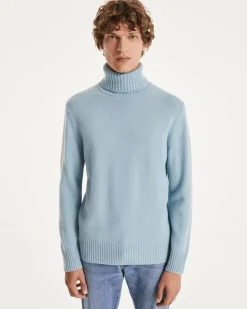 Kujten Sweaters & Sweatshirts>Long-Sleeved Turtleneck Cashmere Sweater Blue Ice