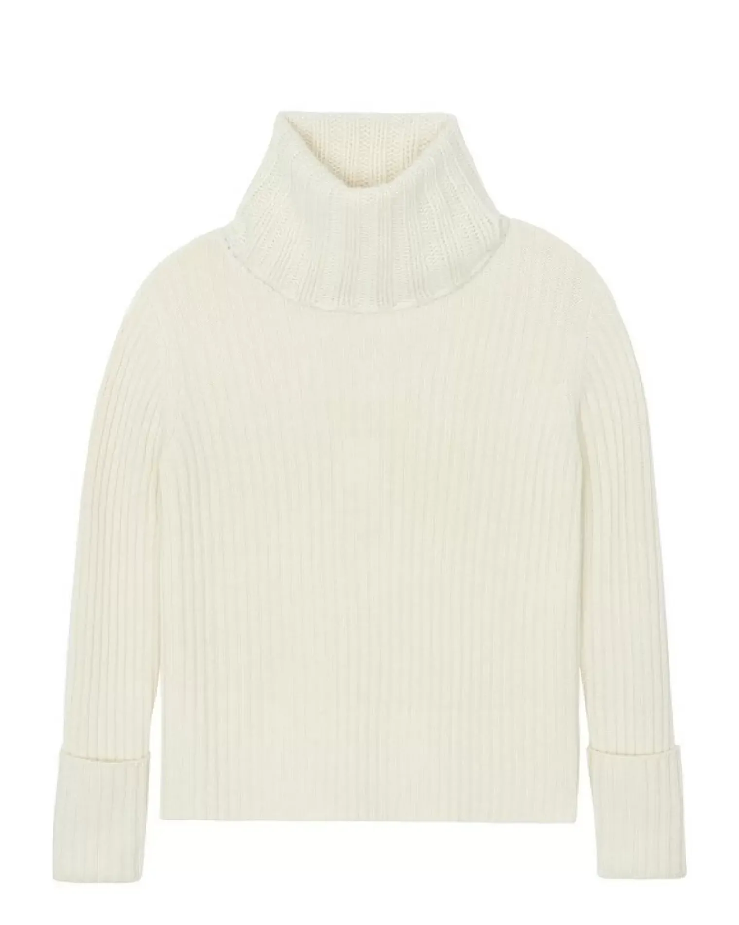 Kujten Sweaters & Sweatshirts>Long-Sleeved Turtleneck Cashmere Sweater Blanc Vintage