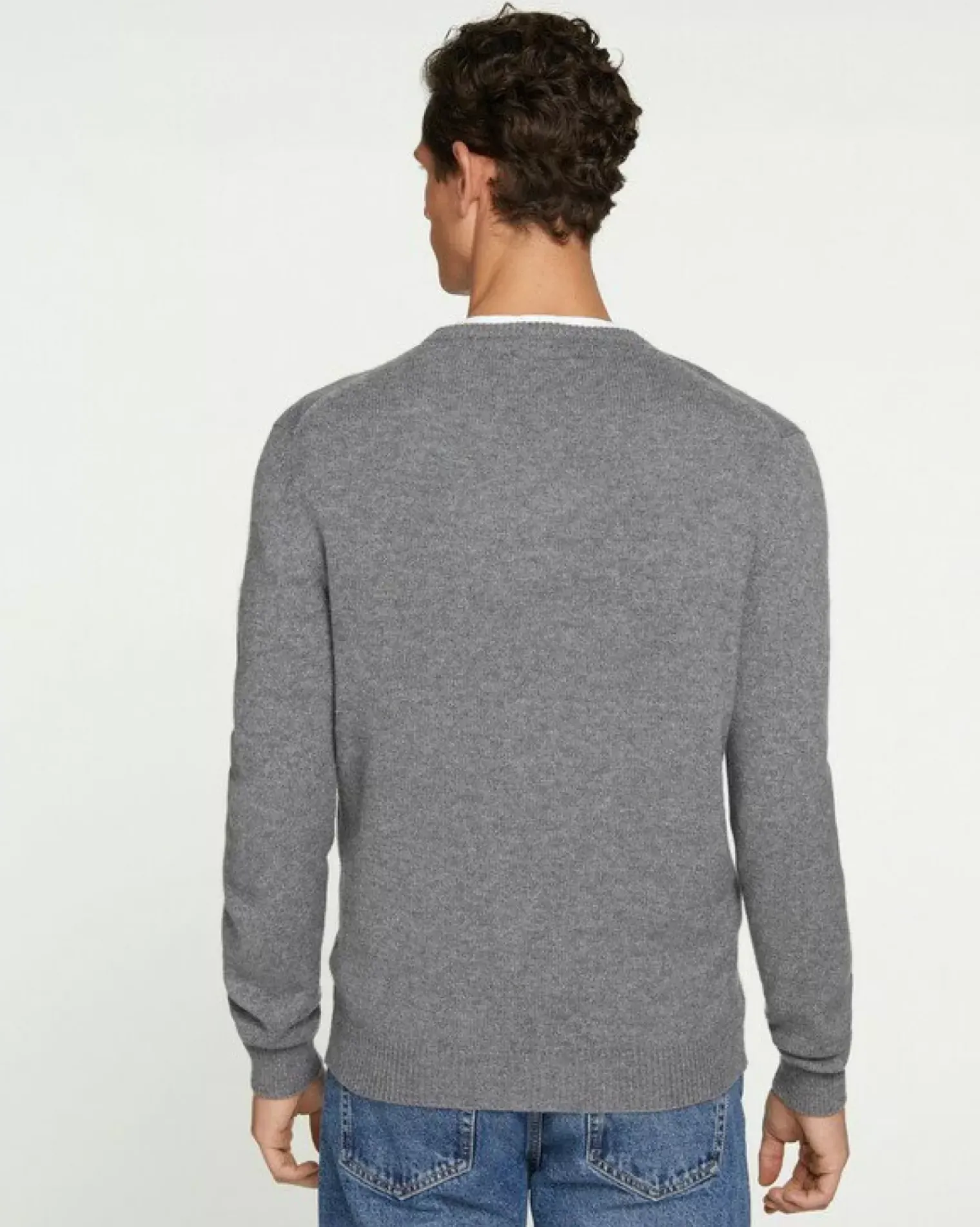 Kujten Sweaters & Sweatshirts>Long-Sleeved V-Neck Cashmere Sweater Gris Flanelle