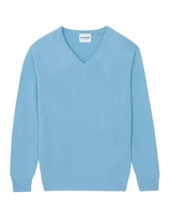 Kujten Sweaters & Sweatshirts>Long-Sleeved V-Neck Cashmere Sweater Blue Ice