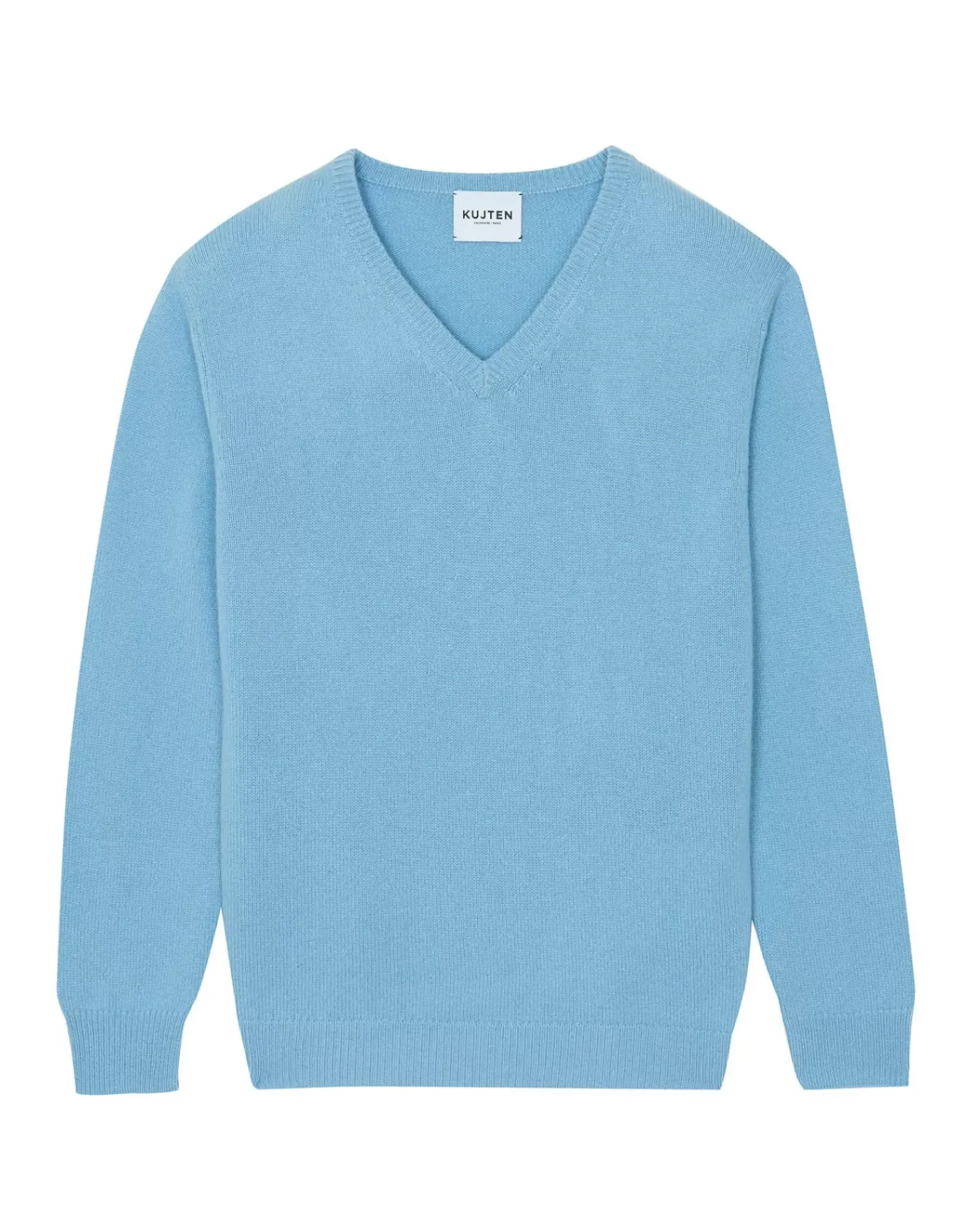 Kujten Sweaters & Sweatshirts>Long-Sleeved V-Neck Cashmere Sweater Blue Ice