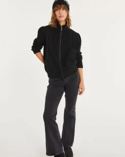 Kujten Jackets & Vests>Long-Sleeved Zip-Up Trucker Jacket Noir