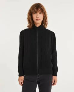 Kujten Jackets & Vests>Long-Sleeved Zip-Up Trucker Jacket Noir