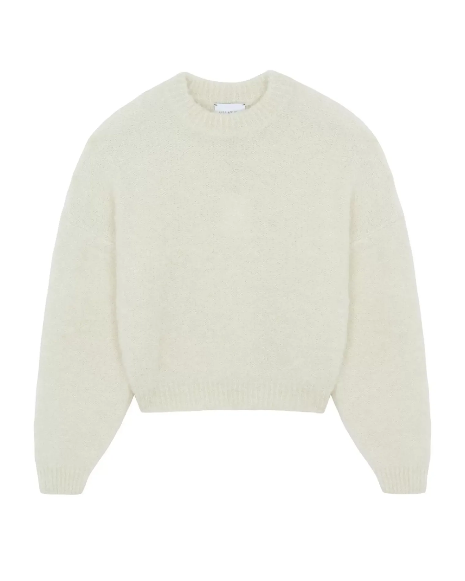 Kujten Sweaters & Sweatshirts>Loop Jersey Round Neck Cashmere Sweater, 2-Threads Blanc