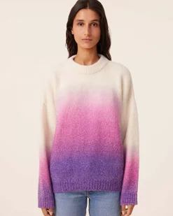 Kujten Sweaters & Sweatshirts>Loop Jersey Round Neck Cashmere Sweater, 2-Threads Violet