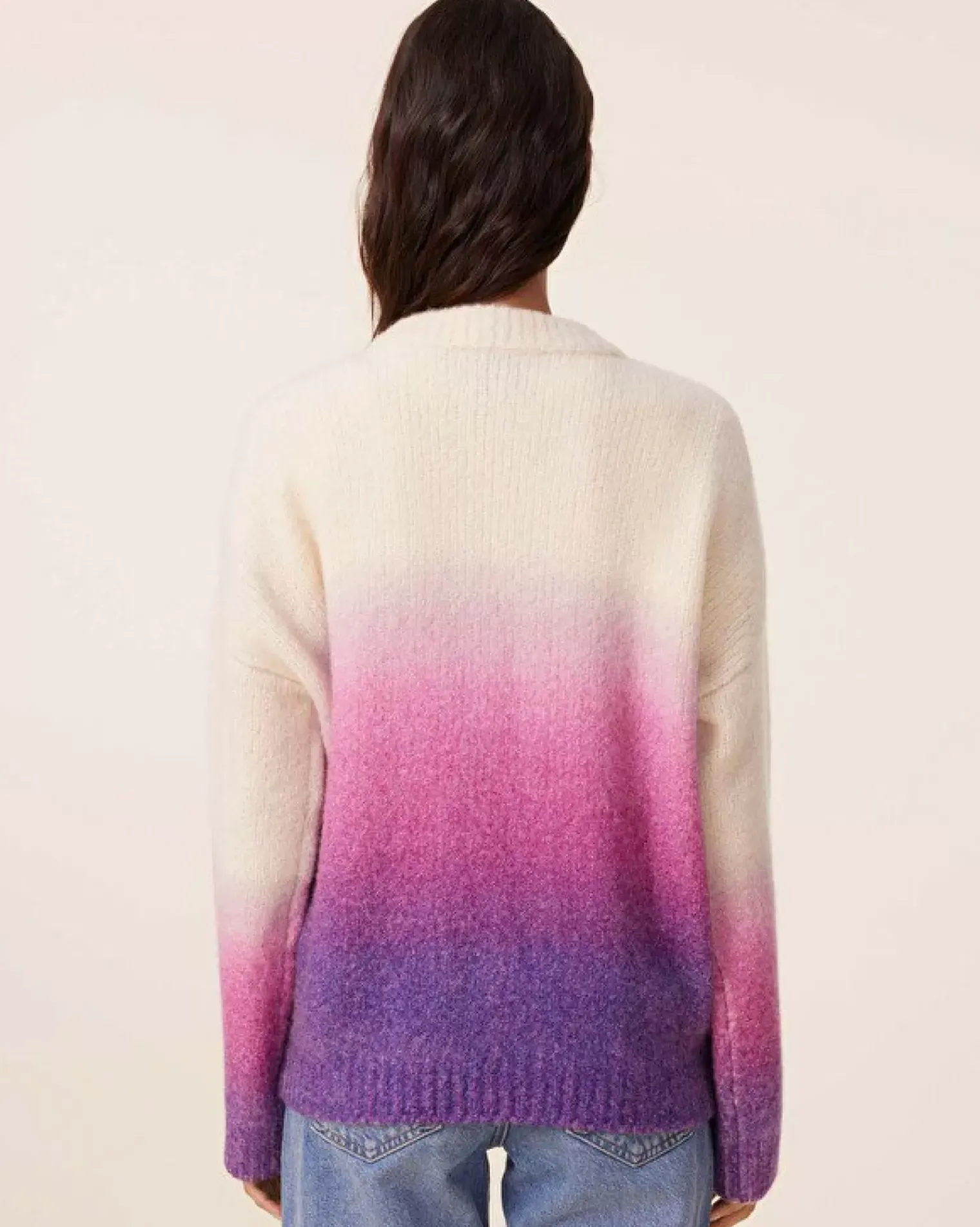 Kujten Sweaters & Sweatshirts>Loop Jersey Round Neck Cashmere Sweater, 2-Threads Violet