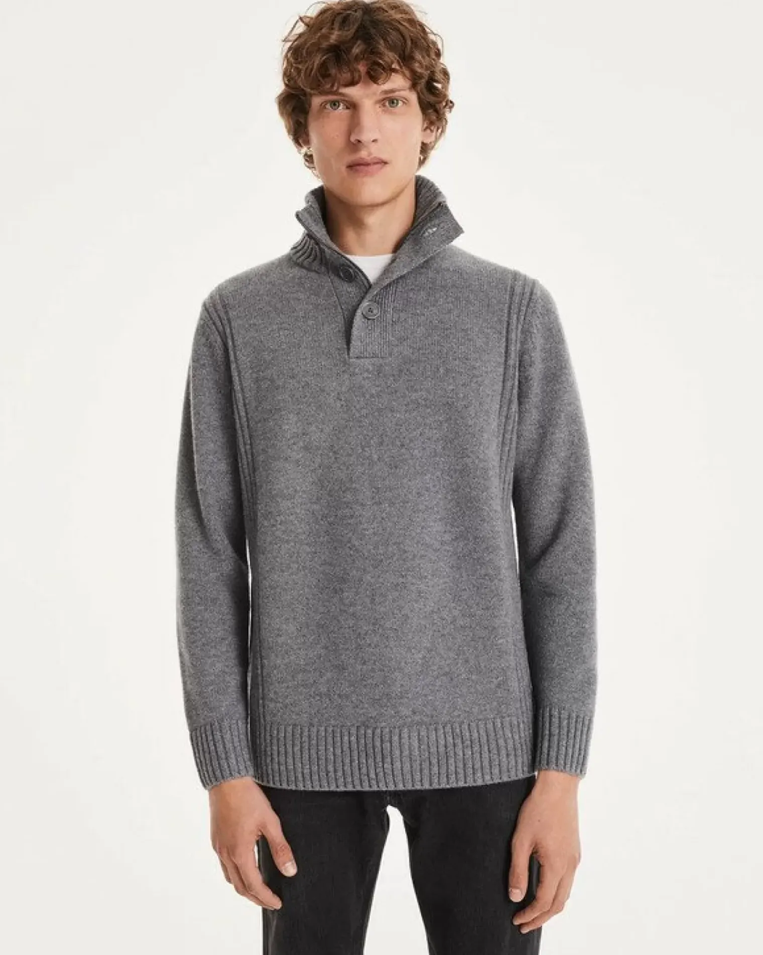 Kujten Sweaters & Sweatshirts>Man Cashmere Trucker Sweater Gris Flanelle