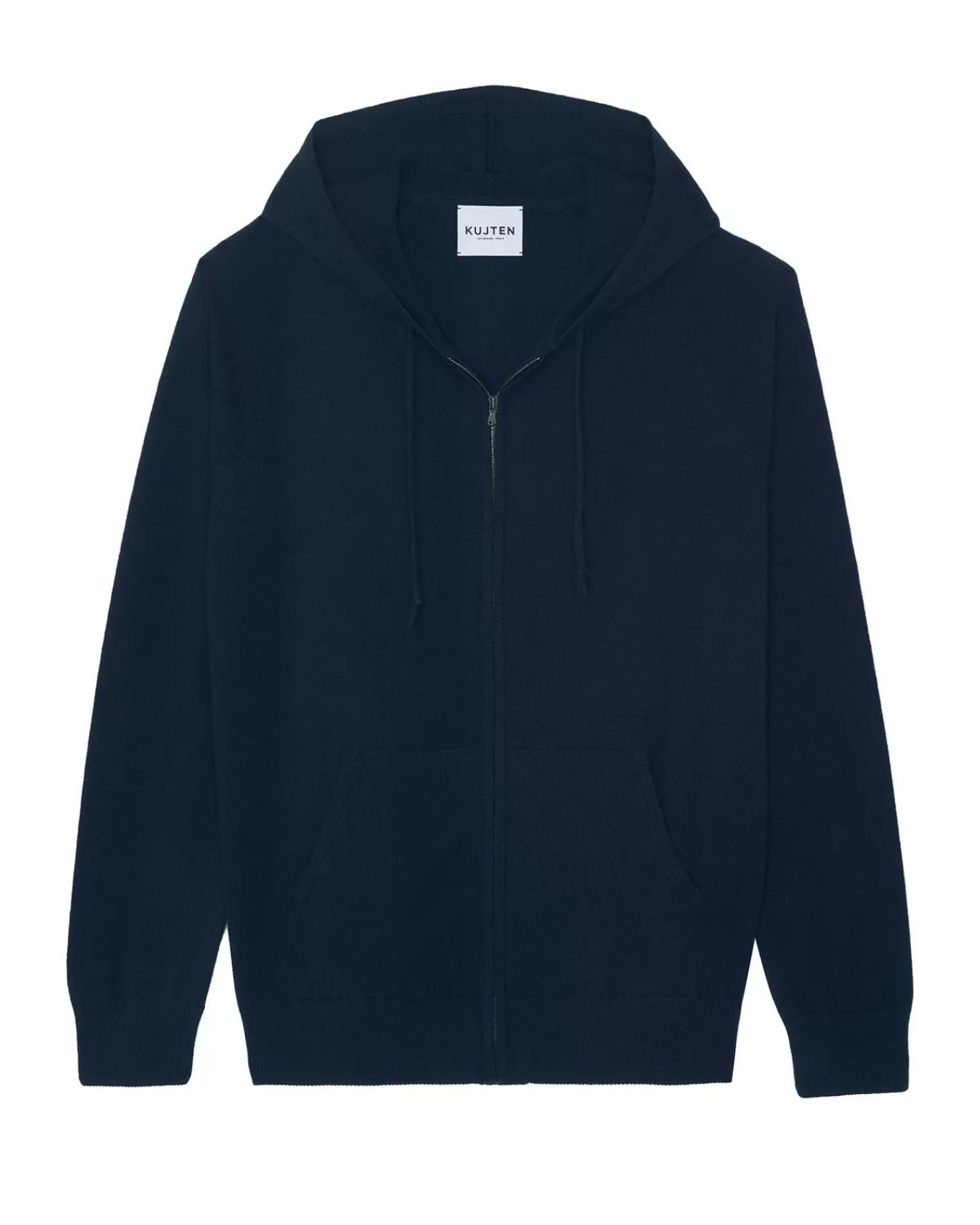 Kujten Hoodies>Man Hooded Zipped Cashmere Vest Bleu Marine