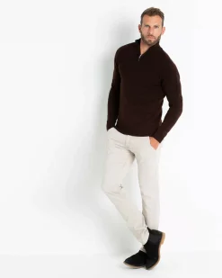 Kujten Sweaters & Sweatshirts>Man Plain Truck Collar Cashmere Sweater Marron Choco
