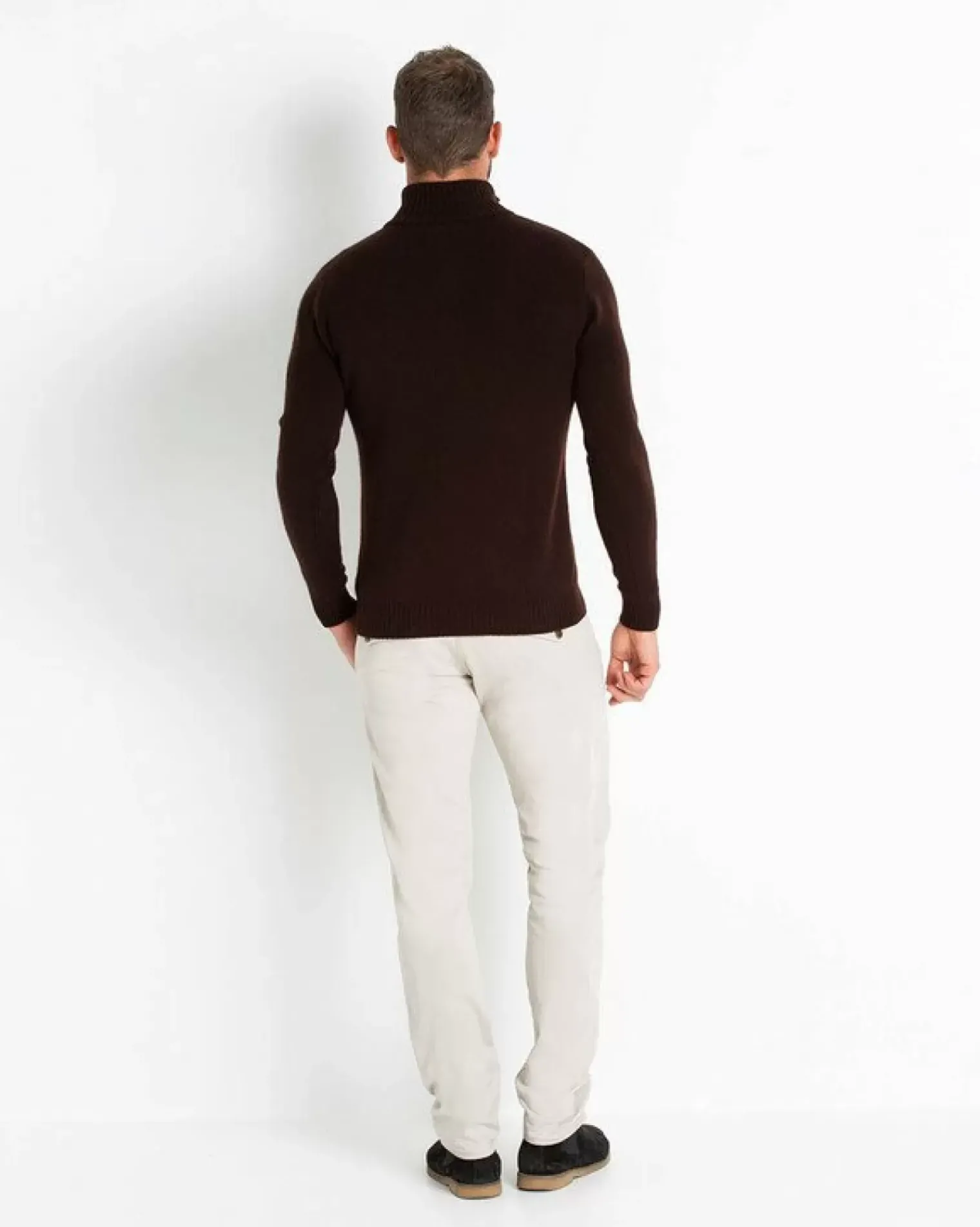 Kujten Sweaters & Sweatshirts>Man Plain Truck Collar Cashmere Sweater Marron Choco