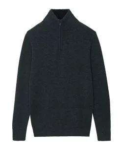 Kujten Sweaters & Sweatshirts>Man Plain Truck Collar Cashmere Sweater Gris Anthracite