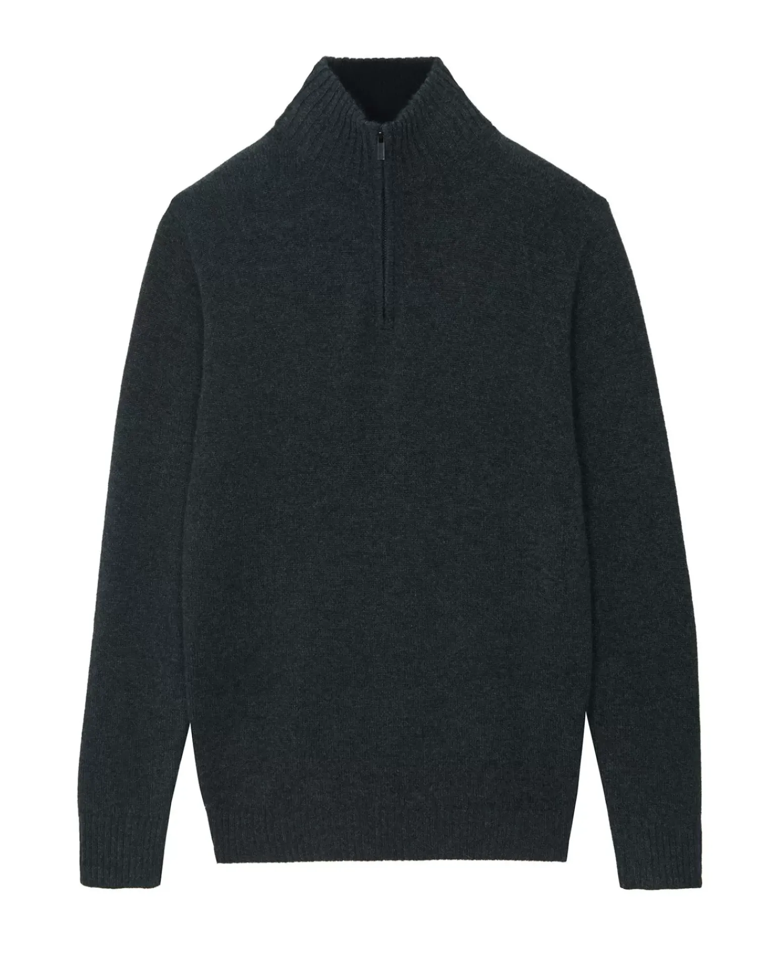 Kujten Sweaters & Sweatshirts>Man Plain Truck Collar Cashmere Sweater Gris Anthracite