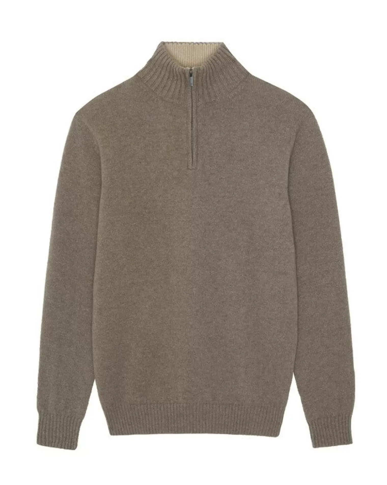 Kujten Sweaters & Sweatshirts>Man Plain Truck Collar Cashmere Sweater Beige Taupe