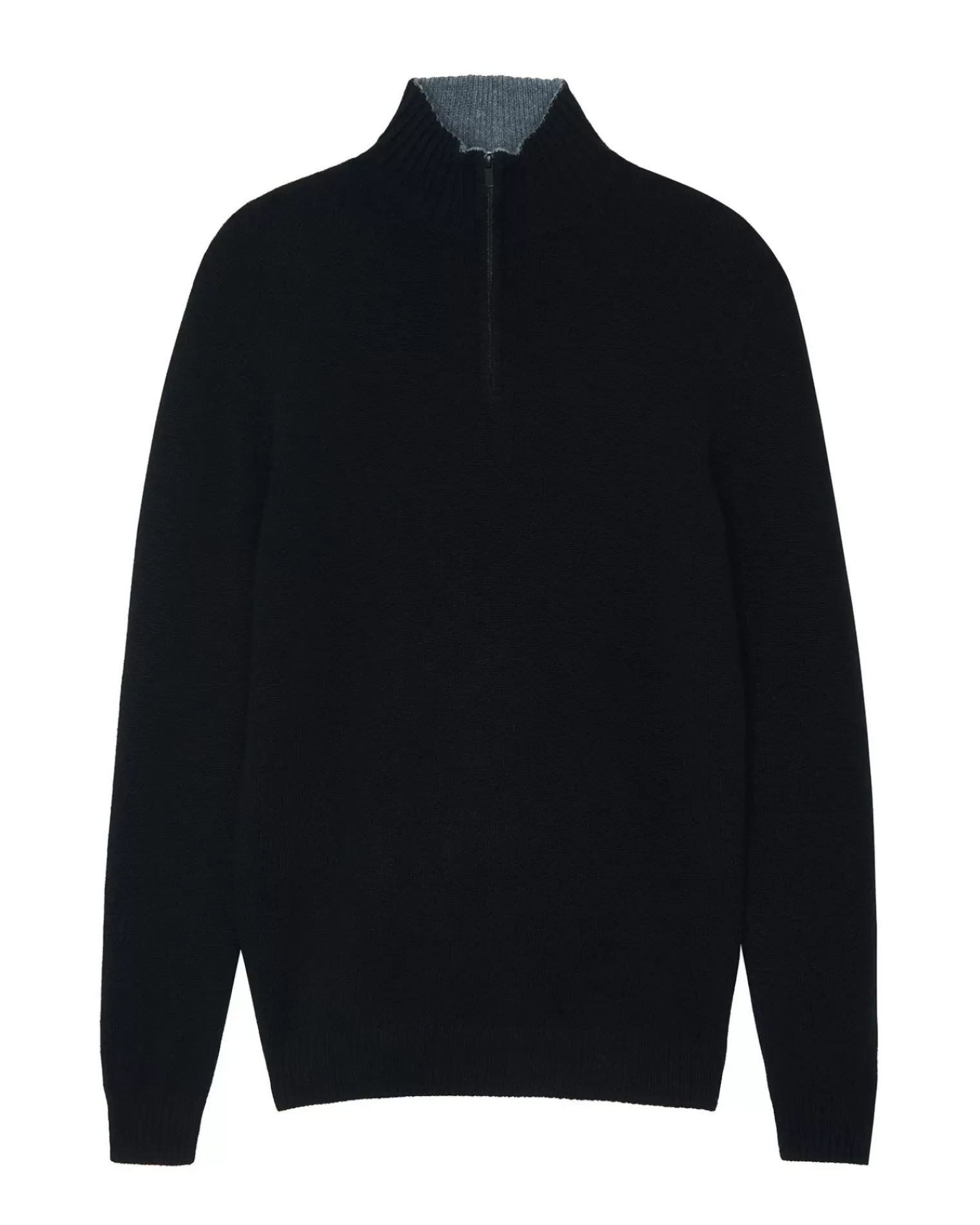 Kujten Sweaters & Sweatshirts>Man Plain Truck Collar Cashmere Sweater Noir