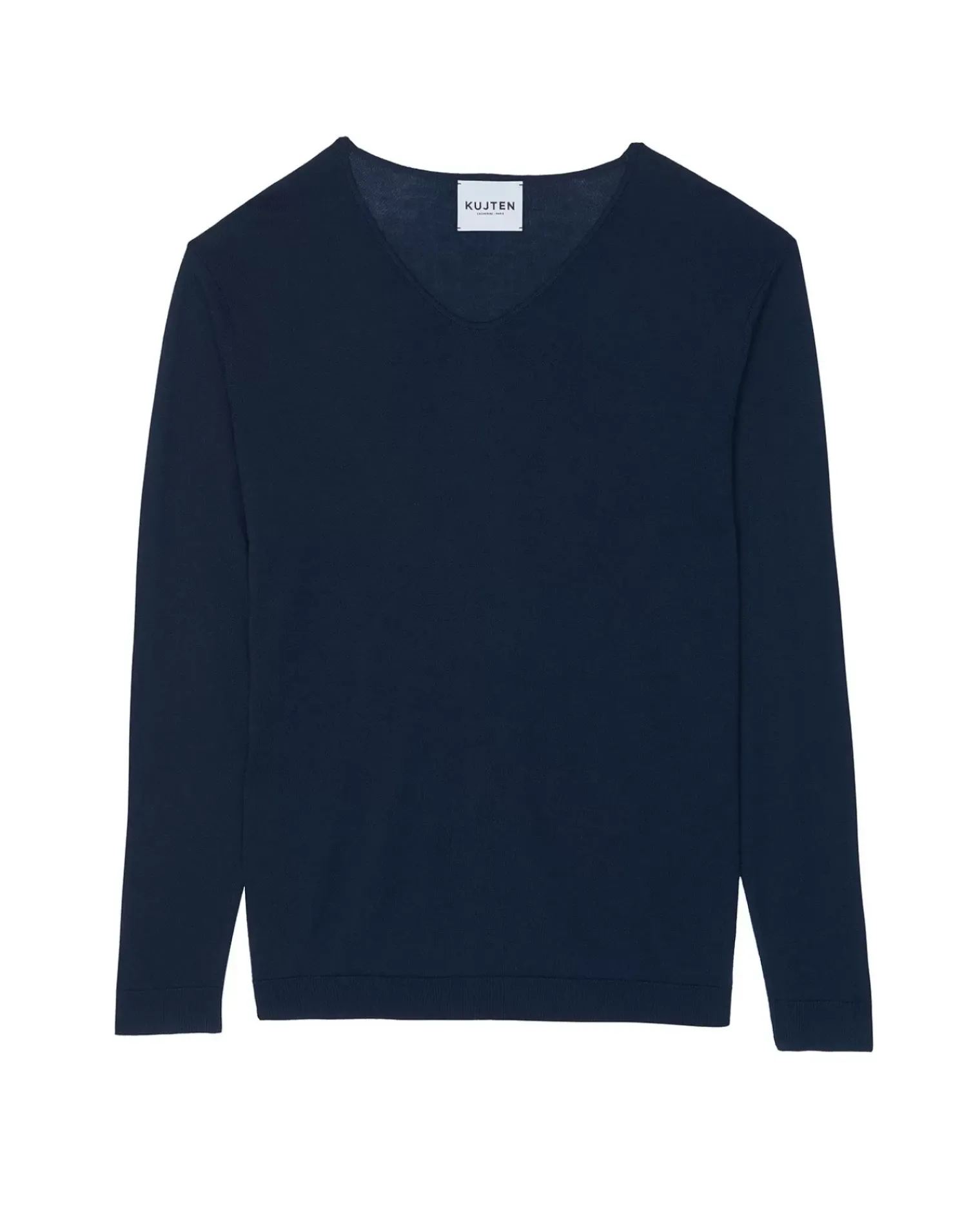Kujten Sweaters & Sweatshirts>Man Silk & Cashmere V-Neck Sweater Bleu Marine Fonce