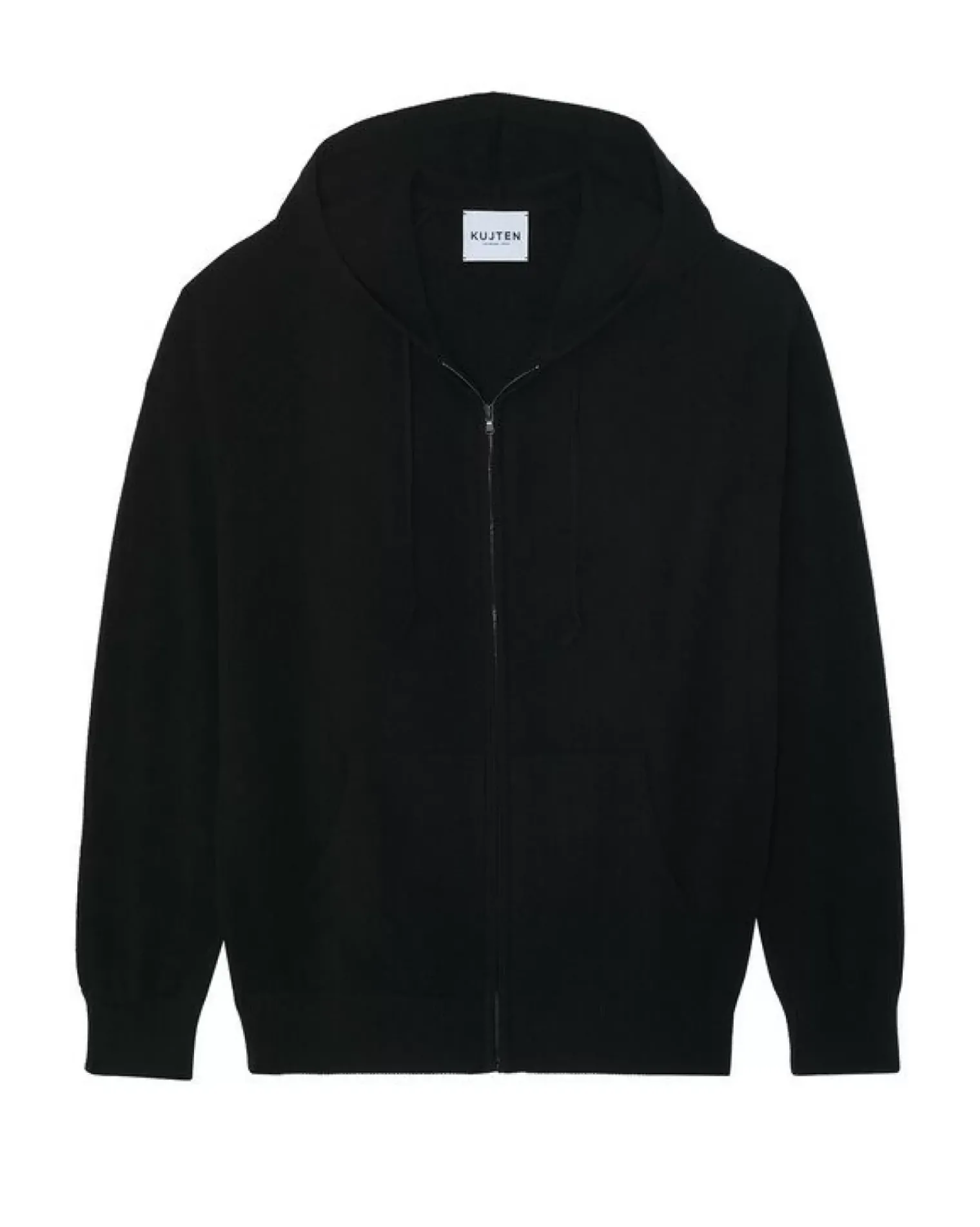 Kujten Hoodies>Man Zipped Hooded Cashmere Vest, 2-Threads Noir